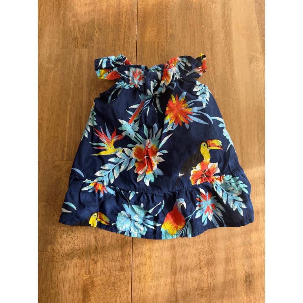 The Childrens Place Baby Girls Tropical Toucan Floral Dress 3-6 Months Navy Blue